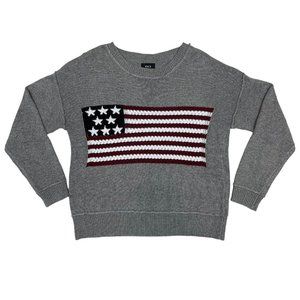 VICI American Flag Sweater Women's Small Gray Round Neck Pullover Knit Acrylic
